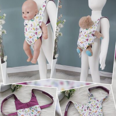 Kuscheltier- / Puppentrage „Früchte“ – Einheitsgröße, verstellbar mit Klettverschluss