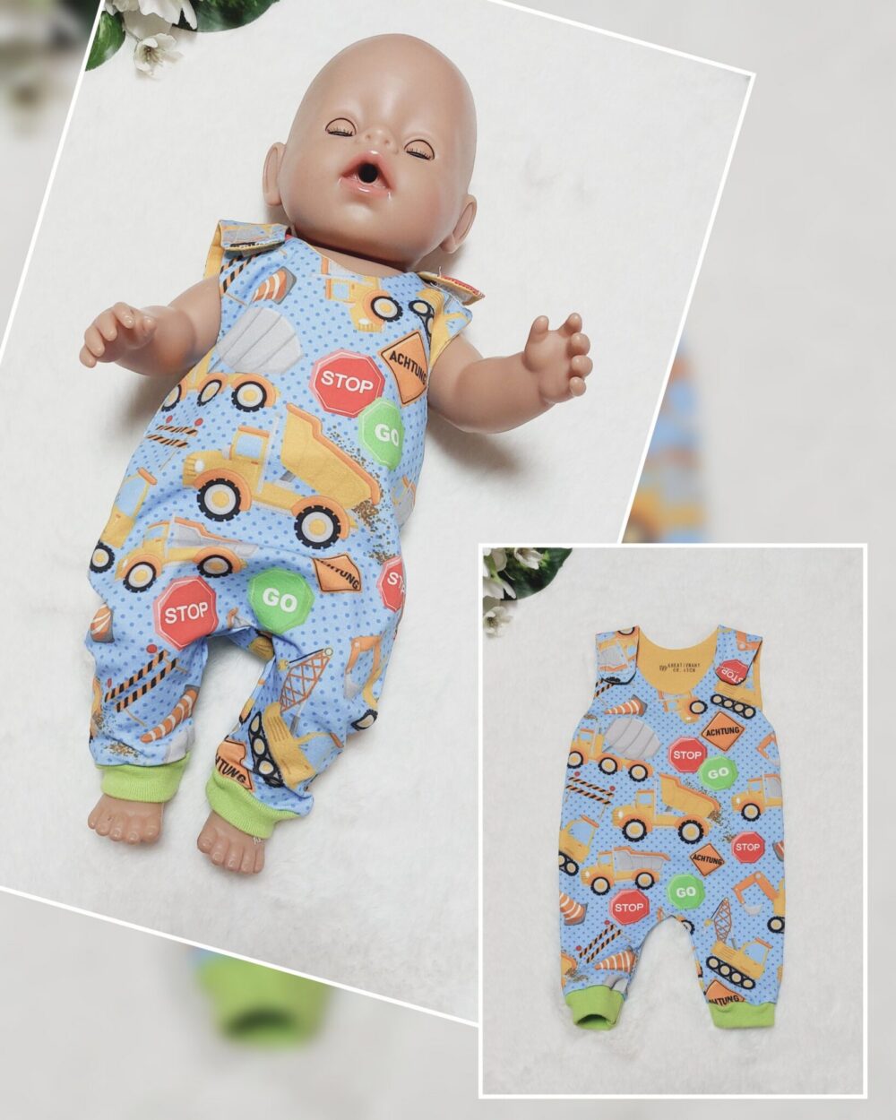 Puppen Latzhose / Strampler „Baustelle