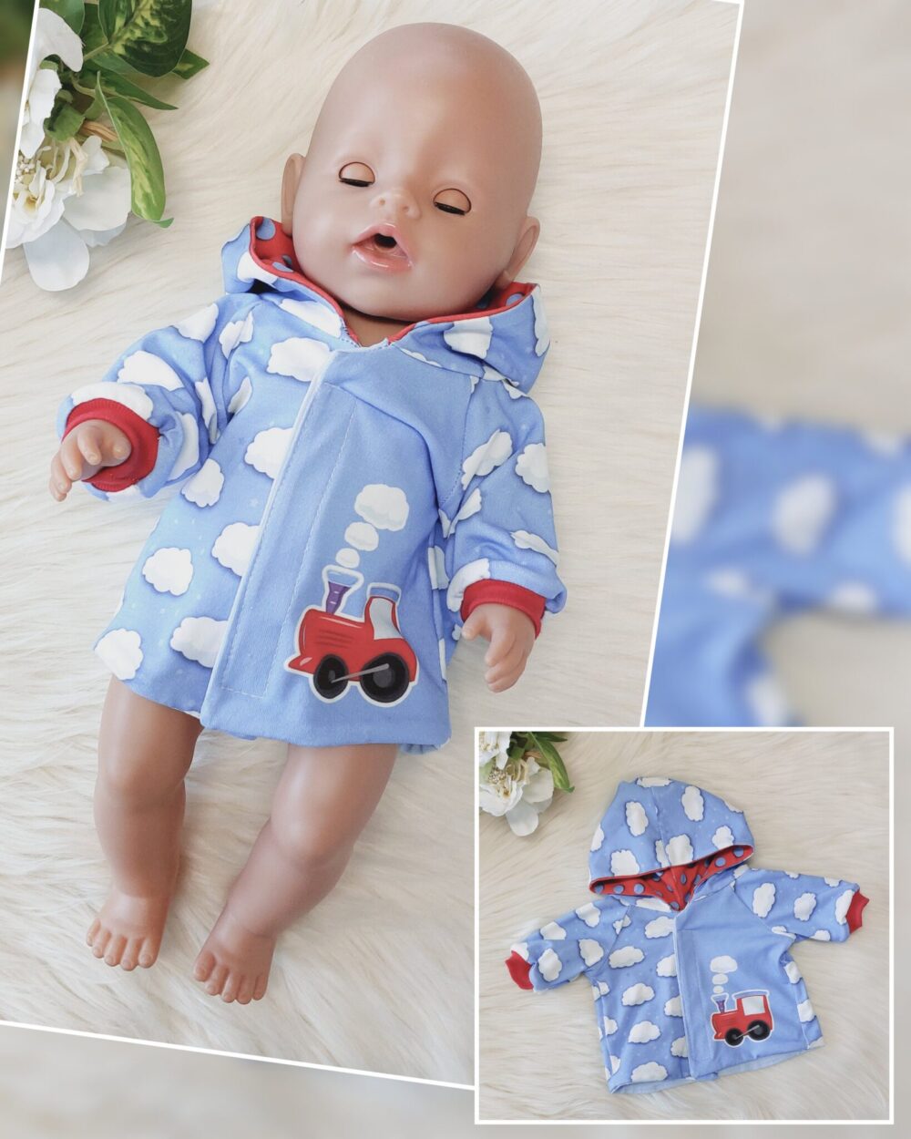 Puppen Jacke zum wenden „Zug