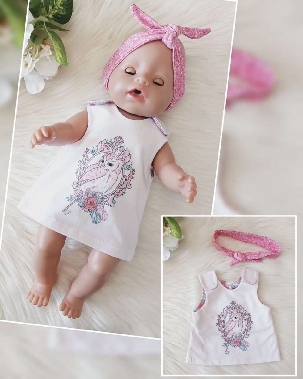 Puppen Latz Kleid „Eule