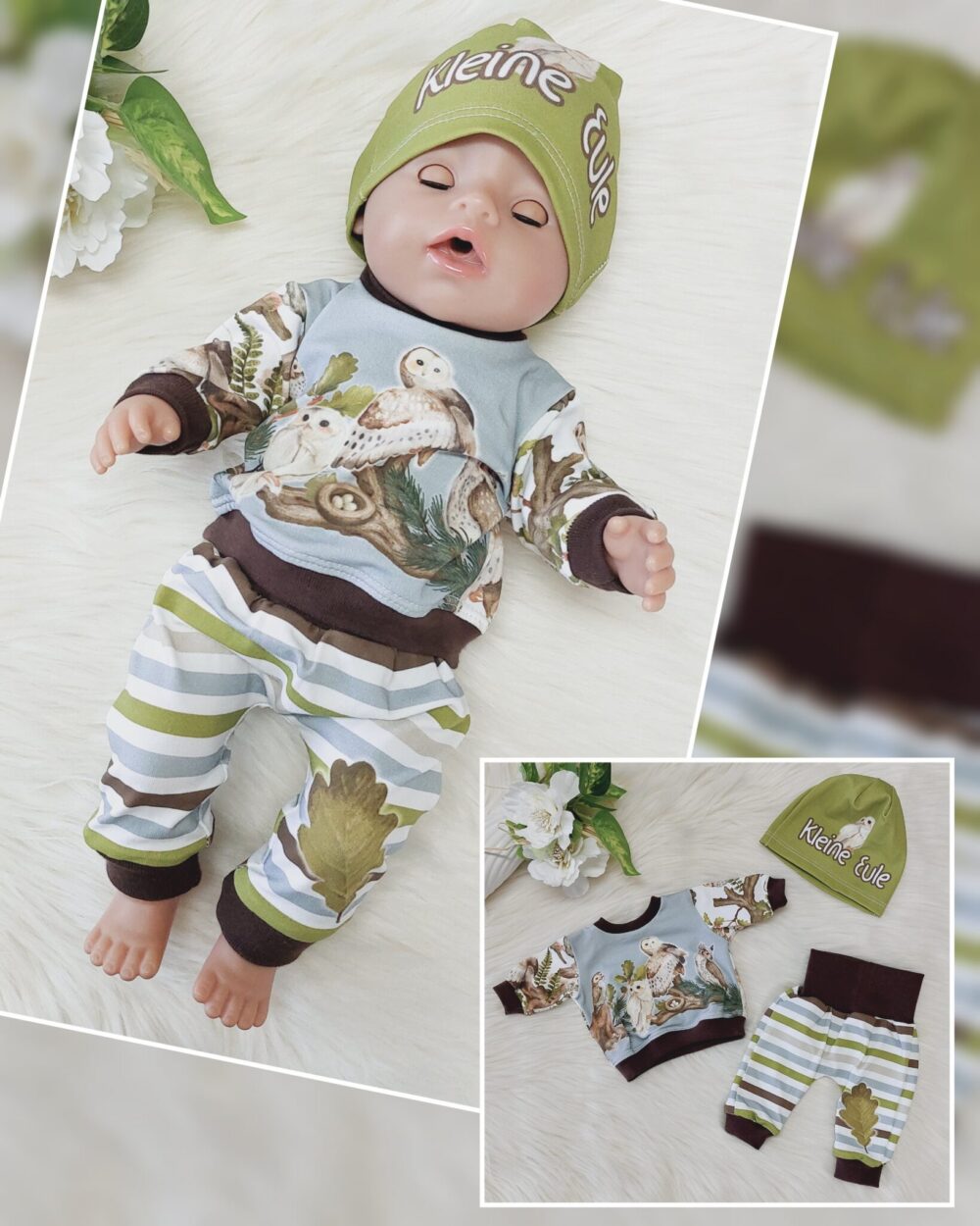 Puppen Set 3-tlg. „Eulen