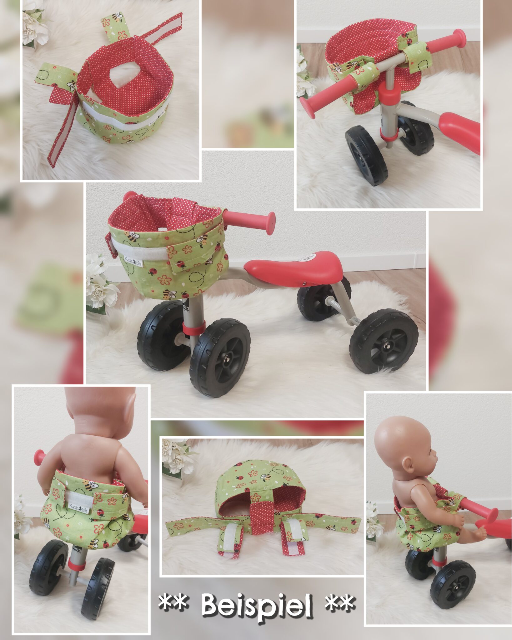 Lenkertasche / Fahrrad Puppensitz "Vögel" – Bild 3