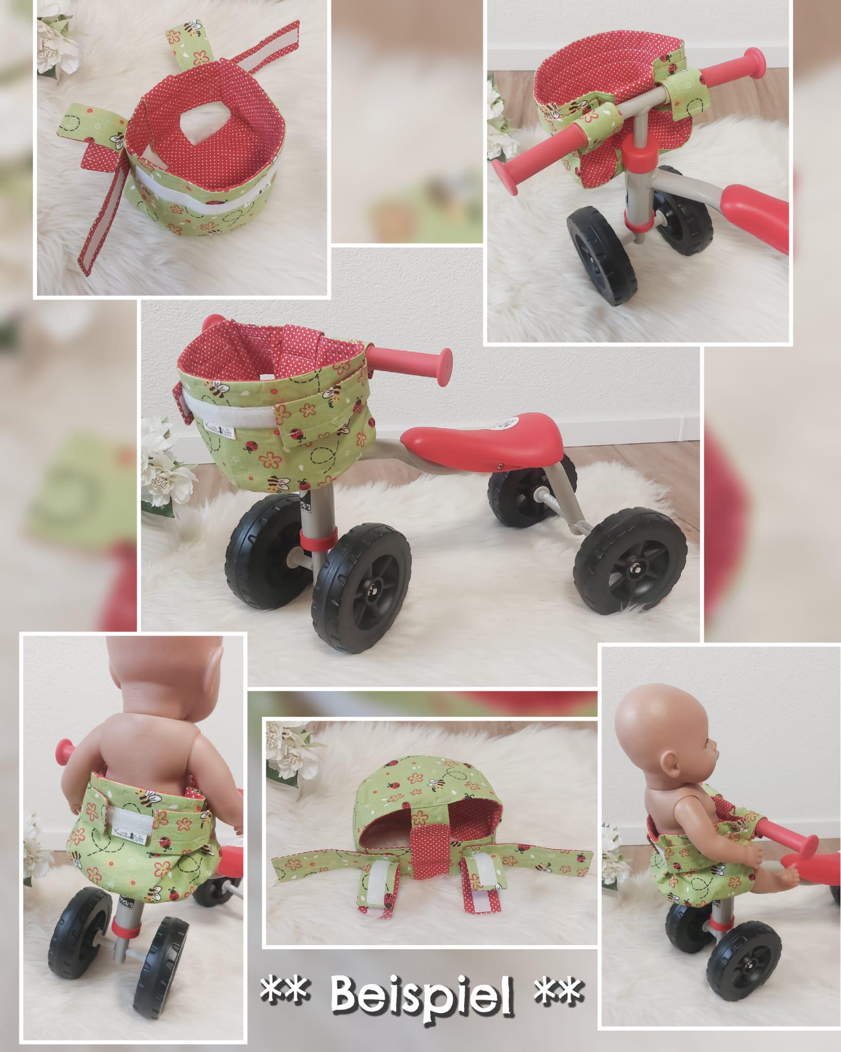 Lenkertasche / Fahrrad Puppen- und Kuscheltiersitz „Schmetterlinge“ – verstellbar mit Klettverschluss für alle Rad- und Puppengrößen – Bild 3