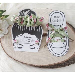 Bunte Schnürsenkel + Haargummi + Ohrstecker „Blumen “ (75cm Kinderschnürsenkel)