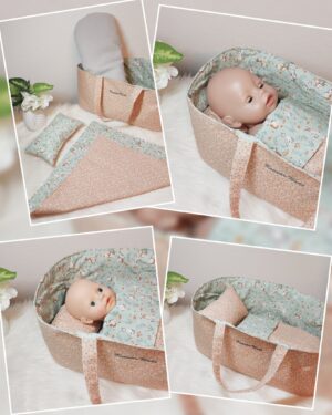 Puppenbett / Tragekorb „Hasen“ – Für verschiedene Puppen- und Kuscheltiergrößen