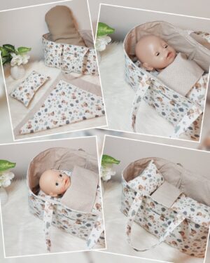 Puppenbett / Tragekorb „Füchse“ – Für verschiedene Puppen- und Kuscheltiergrößen