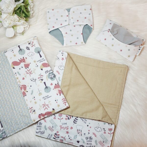 Puppen Wickeltasche „Füchse“ inkl. Wickelunterlage – Set 2-teilig