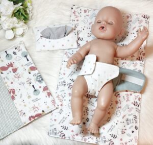 Puppen Wickeltasche „Füchse“ inkl. Wickelunterlage – Set 2-teilig