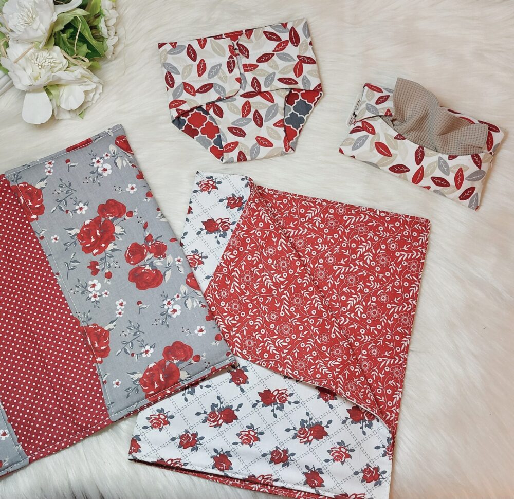 Puppen Wickeltasche „Blumen“ inkl. Wickelunterlage – Set 2-teilig
