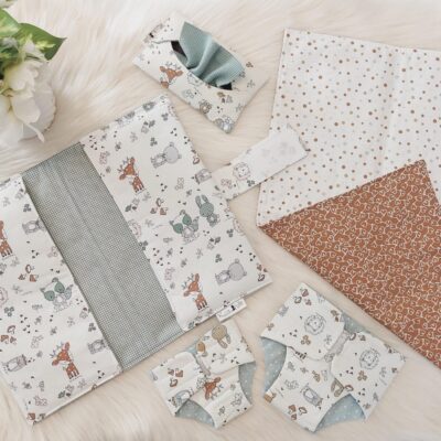 Puppen Wickeltasche „Tiere“ inkl. Wickelunterlage – Set 2-teilig
