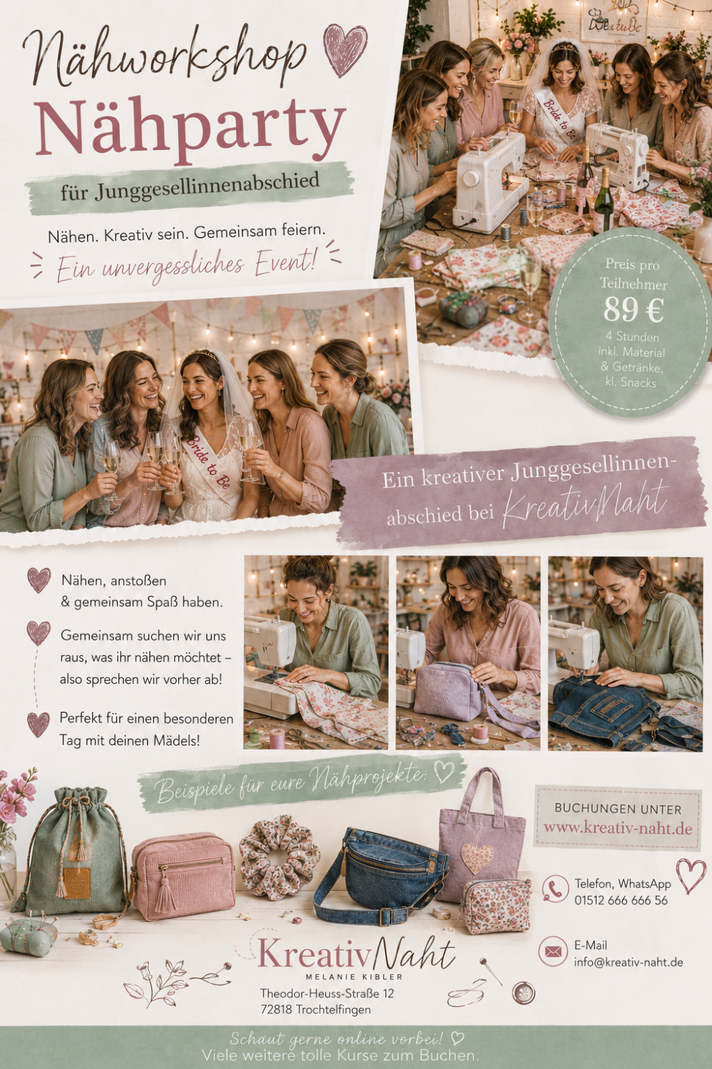Nähparty / Nähworkshop – Junggesellinnenabschied oder besonderes Event / Kreativ feiern statt 08/15!