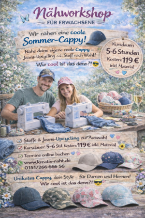Nähworkshop für Erwachsene – Wir nähen eine coole Sommer-Cappy! - Kursdauer: 4 Stunden