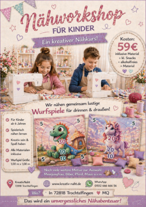 Nähkurs / Nähworkshop für Kinder – Wir nähen ein cooles Wurfspiel – für drinnen + draußen - Kursdauer 3 Stunden
