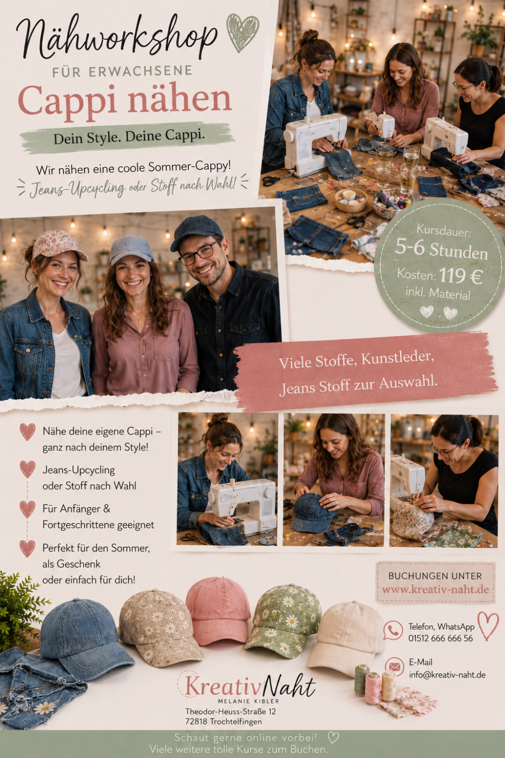 Nähworkshop für Erwachsene – Wir nähen eine coole Sommer-Cappy! - Kursdauer: 4 Stunden