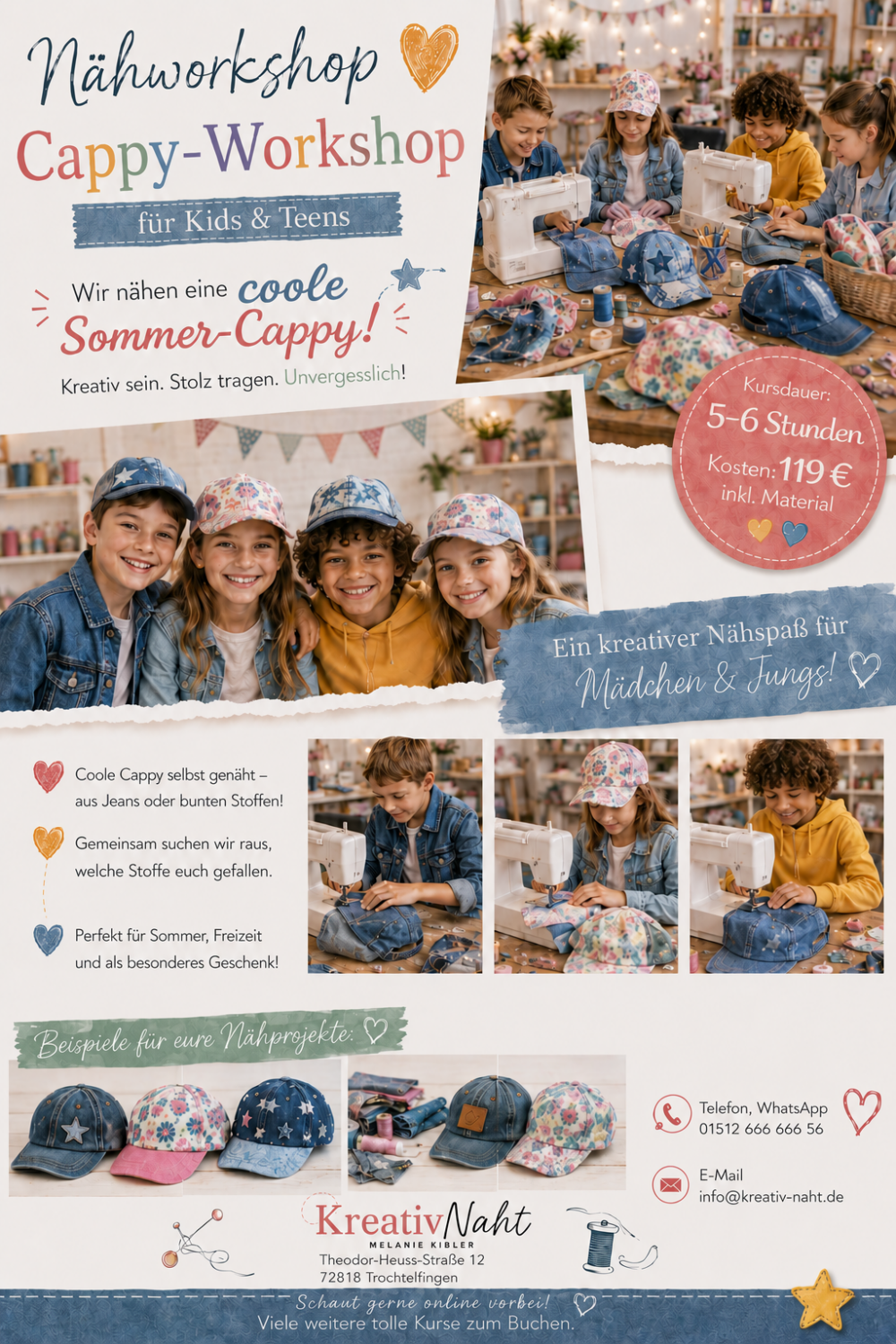 Nähworkshop fĂźr Kinder â Wir nähen eine coole Sommer-Cappy! - Kursdauer 4 Stunden
