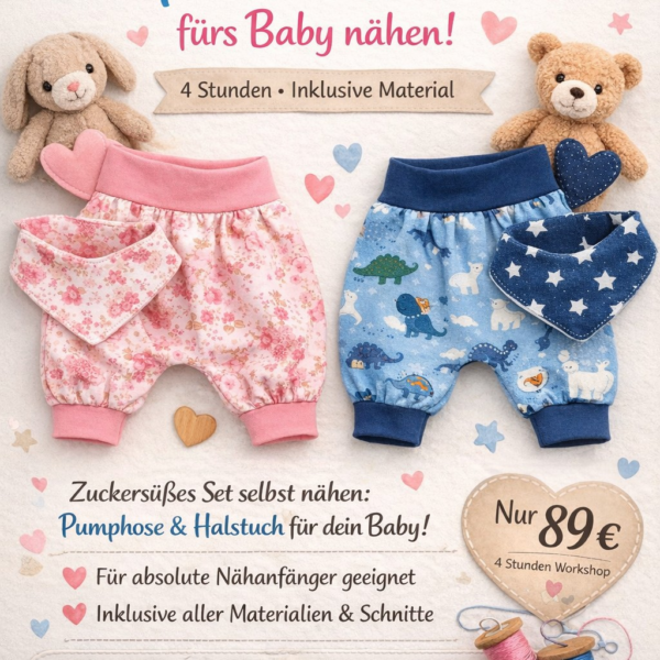 Mama-Workshop: Pumphose & Halstuch fürs Baby nähen (freie Termin Wahl) Kursdauer: 4 Stunden