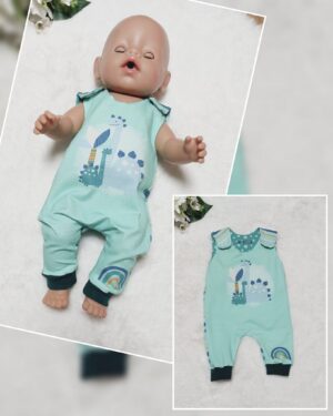 Puppen Latzhose / Strampler „Dino