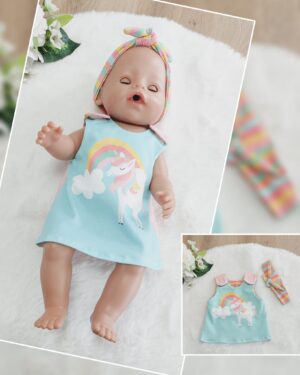 Puppen Latz Kleid „Einhorn