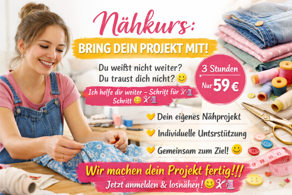 Nähkurs / Nähworkshop „Bring dein Projekt mit“ – wir machen dein Projekt fertig! ✂️💛