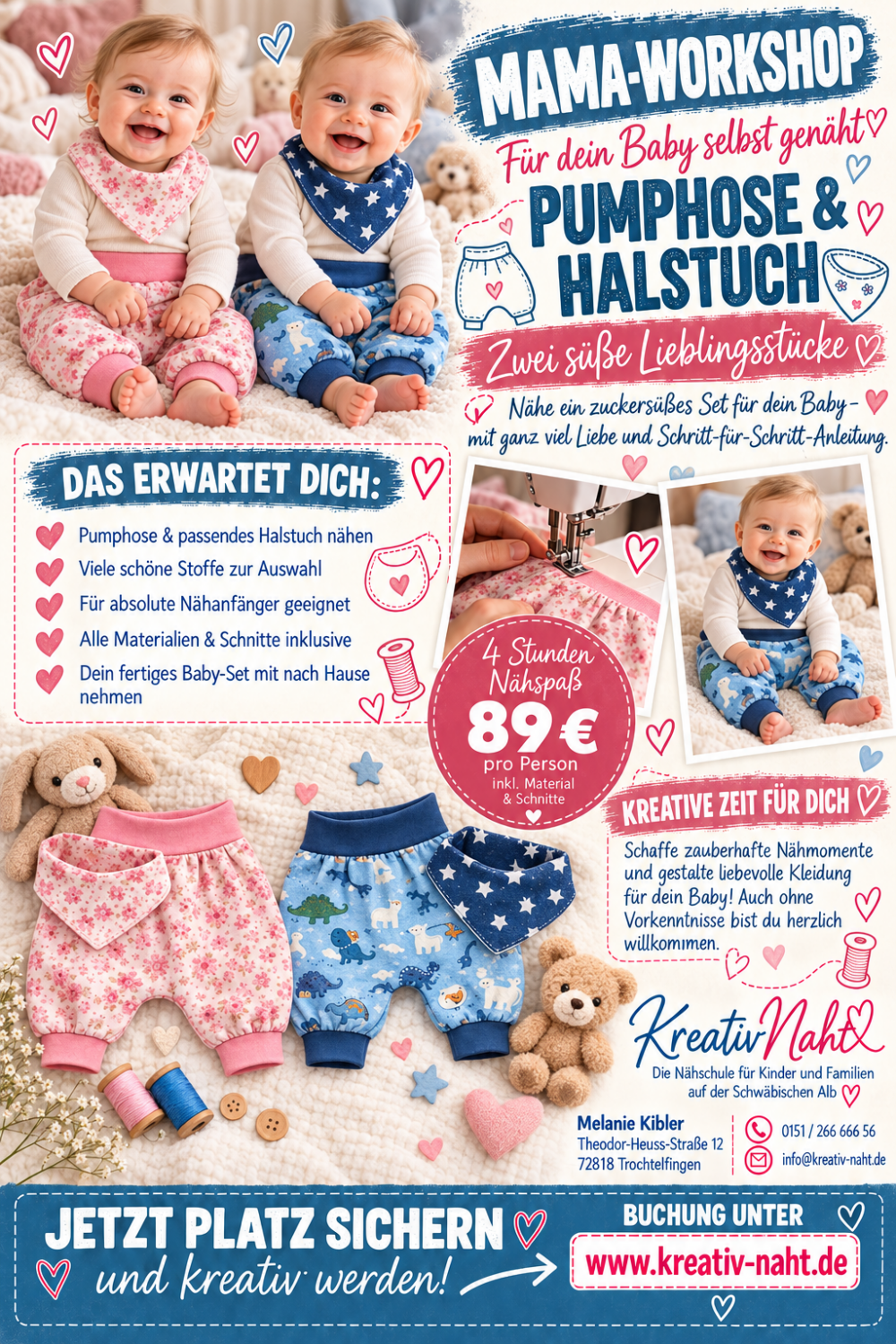 Mama-Workshop/Nähkurs: Pumphose & Halstuch fürs Baby nähen -