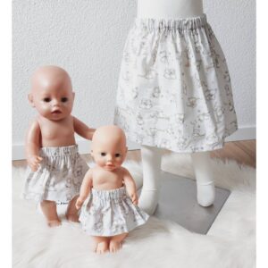 Mädchenrock / Puppenrock „Bären“ – im Partnerlook mit deiner Lieblingspuppe, Größen wählbar
