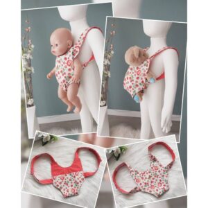 Kuscheltier- / Puppentrage „Erdbeeren“ – Einheitsgröße (Für alle Kuscheltier-/Puppengrößen) Verstellbar mit Klettverschluss