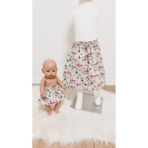 Mädchenrock / Puppenrock „Weihnachten“ – im Partnerlook mit deiner Lieblingspuppe, Größen wählbar