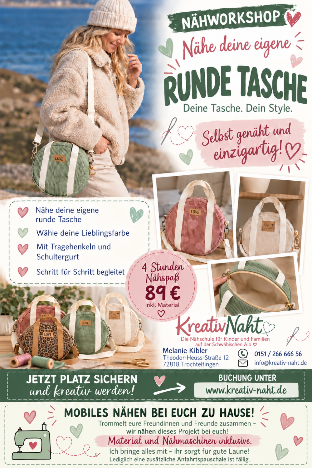 Nähkurs für Erwachsene: Runde Tasche nähen – deine Tasche, dein Style! – / Kursdauer: 4 Stunden
