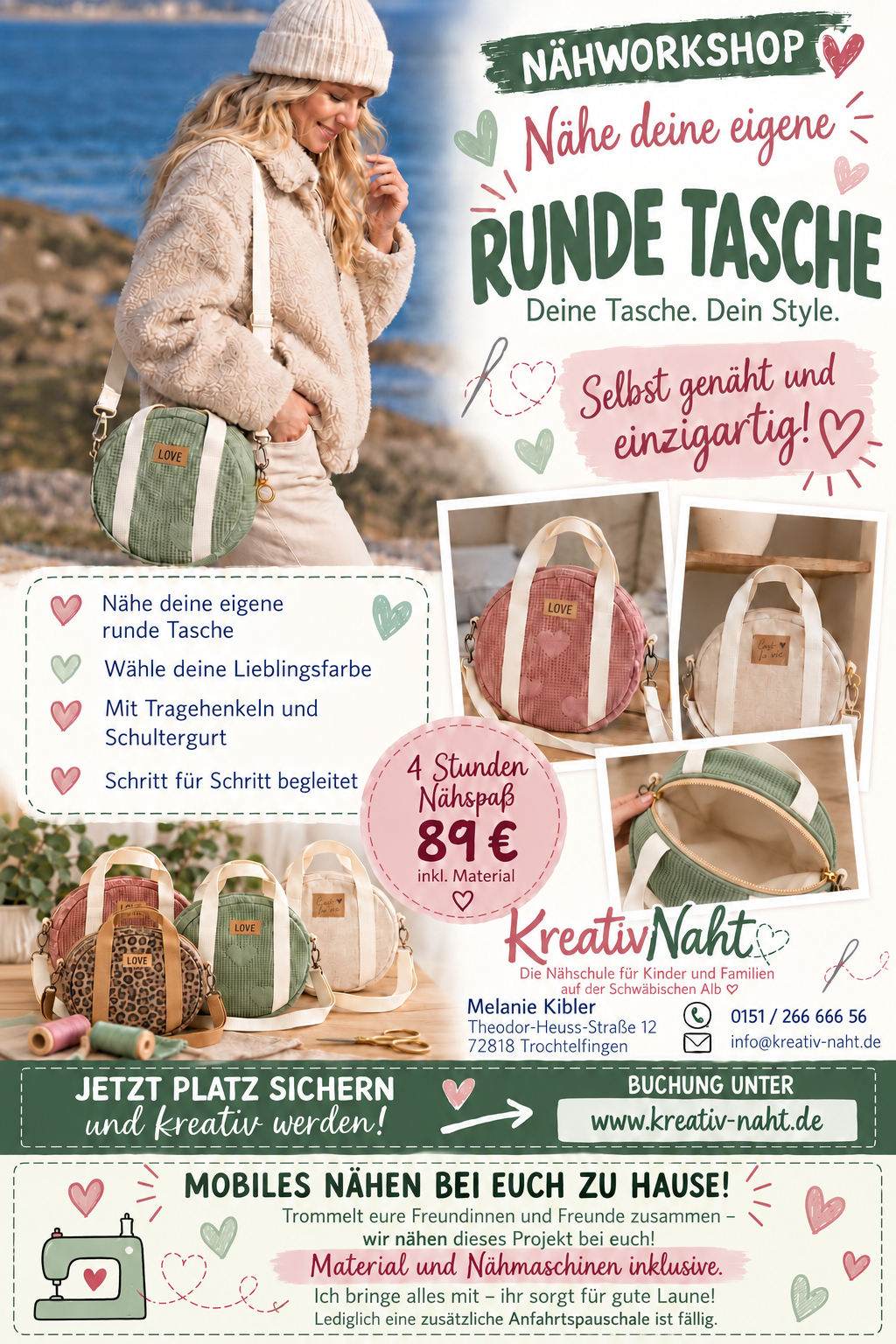 Nähkurs für Erwachsene: Runde Tasche nähen – deine Tasche, dein Style! – / Kursdauer: 4 Stunden